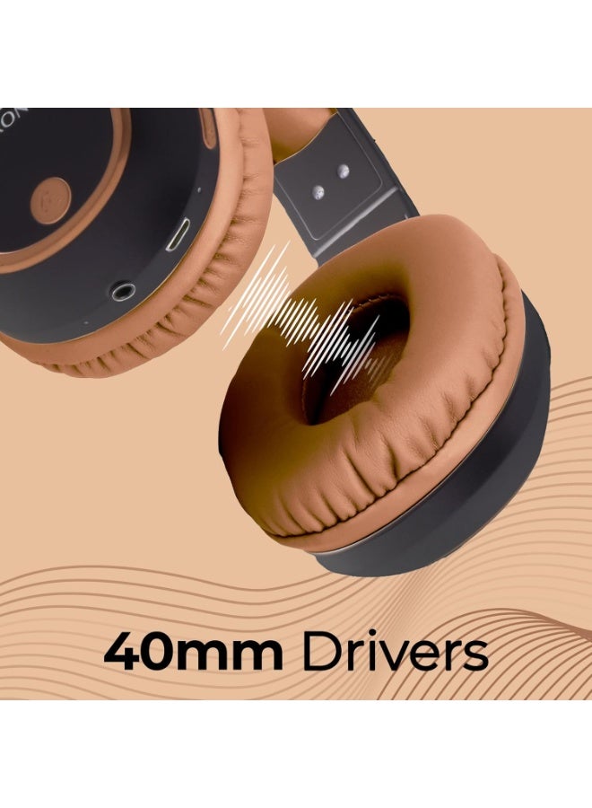 ZEBRONICS Thunder Bluetooth 5.3 Wireless Headphones with 60H Backup, Gaming Mode, Dual Pairing, ENC, AUX, Micro SD, Voice Assistant, Comfortable Earcups, Call Function (Brown) - Image 4